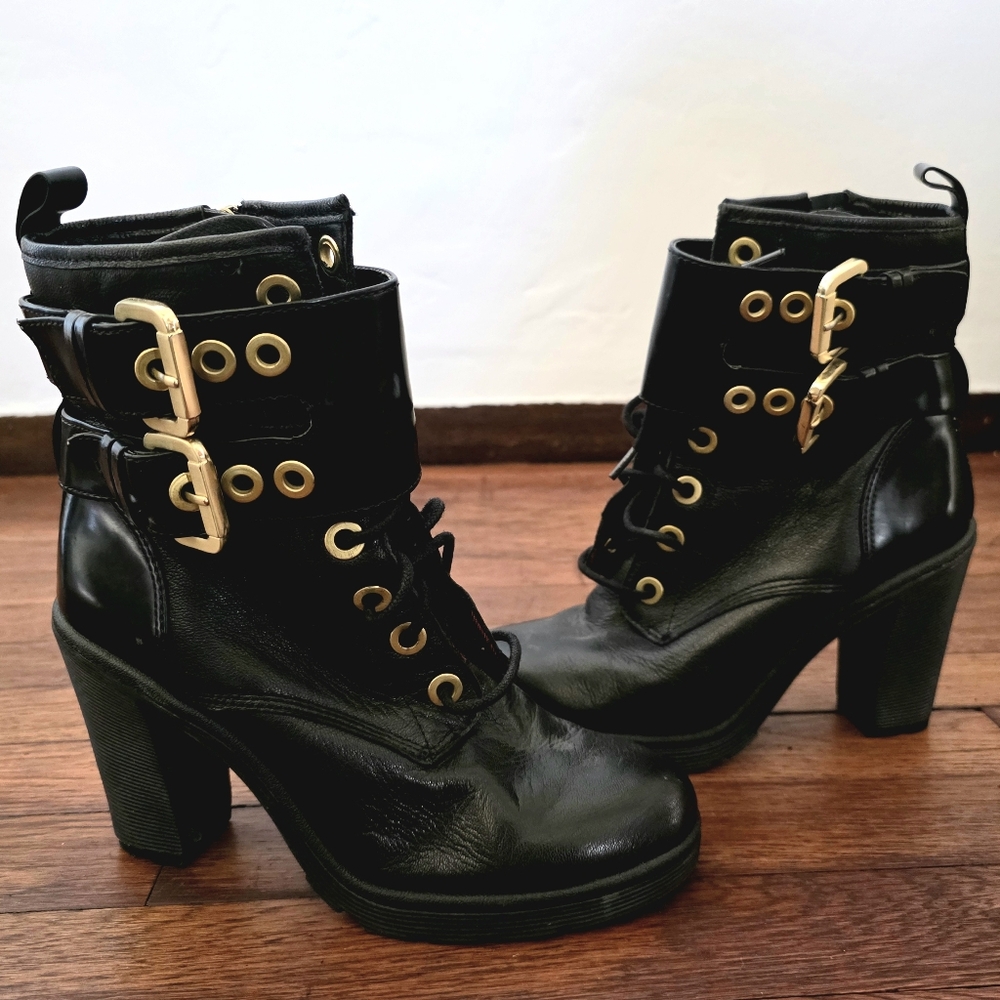 Guess Finlay Combat Lace-Up Women's Boots - Black, Size 7M